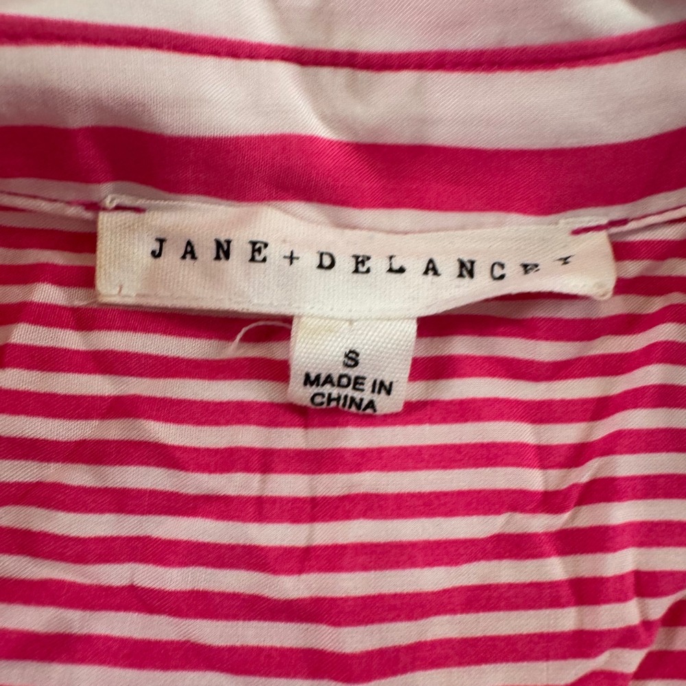 Coastal Preppy Stripe Button Front‎ Tunic Pink Shirt Beach Resort Sz S - Picture 4 of 9